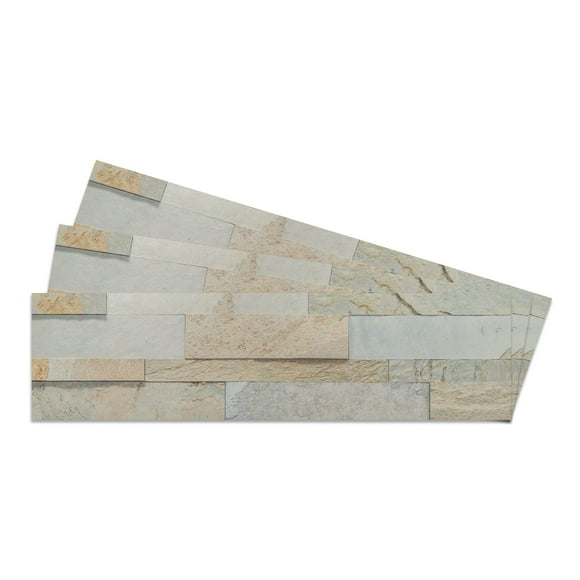 Opal Ash - Self-Adhesive 3D Peel & Stick Stacked Natural Stone Tiles [Pack of 10]
