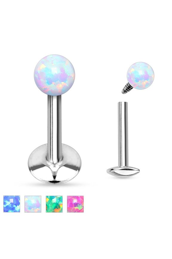 Opal Ball Top Internally Threaded 316L Surgical Steel Labret/Monroe