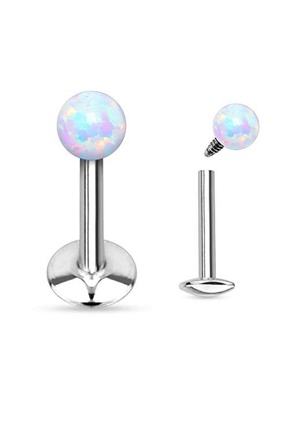 Opal Ball Top Internally Threaded 316L Surgical Steel Labret/Monroe (Clear)