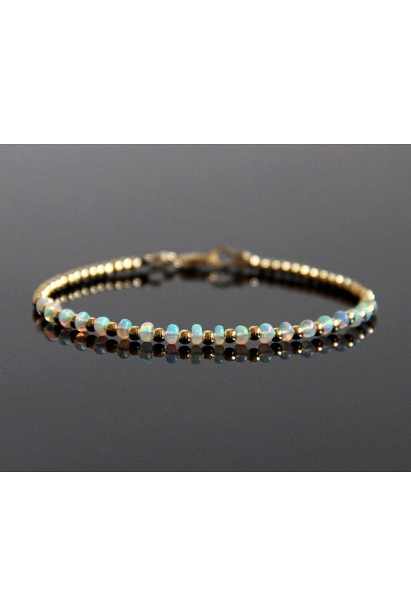 Opal Beaded Bracelet, Opalite Bracelet, Natural Opal