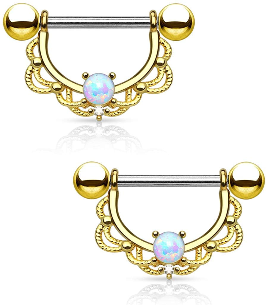 316L Surgical Steel Pearl and Flower Beads Art Dangle Nipple Ring Barbell 316L Surgical Steel Pearl and Flower Beads Art Dangle Nipple Ring Barbell