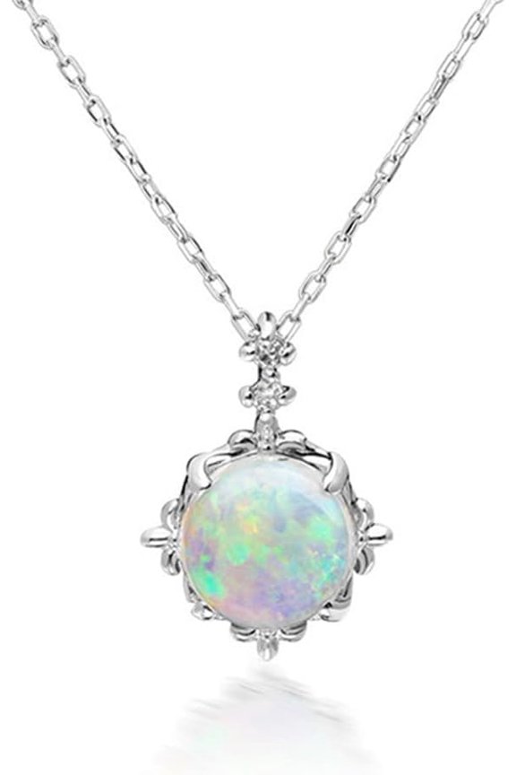 Opal Cloud Pendant Necklace for Women - Blue White Tiny Imitation Opal Clavicle Chain Jewelry