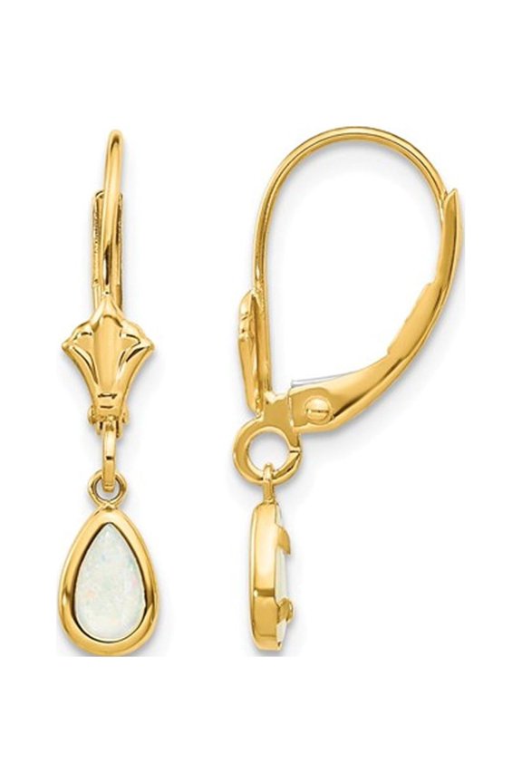 Gem & Harmony Opal Drop Dangle Earrings 1/2 Carat (Ctw) in 14K Yellow Gold for Women