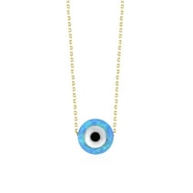 Opal Evil Eye Necklace in 14k Solid Gold by Gelin