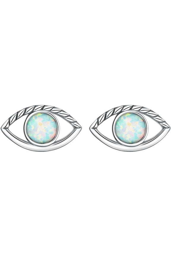 Opal Evil Eye Small Stud Earrings 925 Sterling Silver for Women Fashion Eyes Cartilage Tragus Earrings Tiny Studs Statement Earrings
