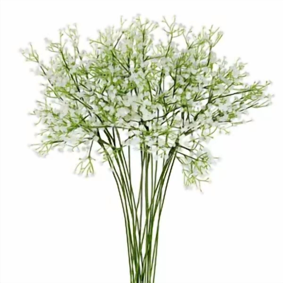 Opal-Ezflowery 12 Pcs Artificial Baby Breath Flowers, Gypsophila Real Touch, White