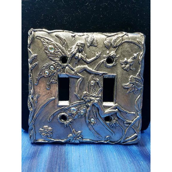 Opal Fairy Pewter Light Switch Plate Double Switch Fellowship Foundry US Made