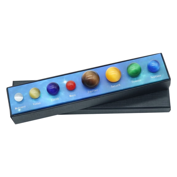 Opal Galaxy Planets Set 0.55In-0.94Inch Science Educational Ornaments, Miniature Solar System Model for Christmas Tree Decor Gifts Kids, 1Pc Eight Planets Set