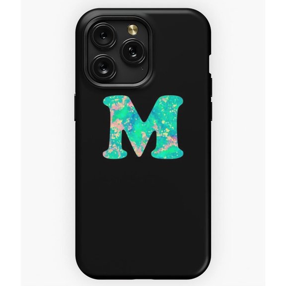 Opal Gemstone Letter M Monogram Crystal Graphic A4131 Phone Case for iPhone 11 to 17 Pro Max