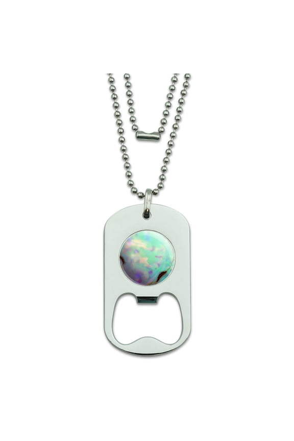 Opal Gemstone Picture (Image Only) Military Dog Tag Bottle Opener Pendant