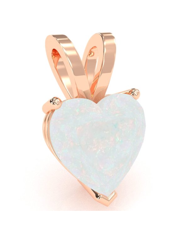 Opal Heart Solitaire Pendant In 14k Rose Gold