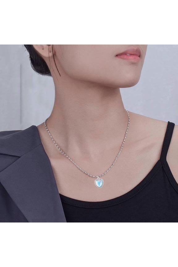 Opal Heart Water Drops Necklace For Women