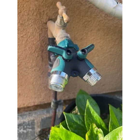 Opal-Heavy Duty 2 Way Garden Hose Y Splitter Faucet Hose Bib Split W/ Valve Shut Off