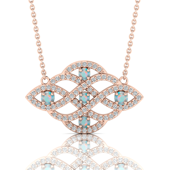Opal Infinity Net Style Rose Gold Plated Pendent Gift For Graduation || Ali Baba Jewellery
