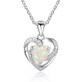 thumbnail image 1 of Opal Love Heart 925 Sterling Silver Opal Necklace,Birthstone Dainty Statement Necklace, 1 of 6