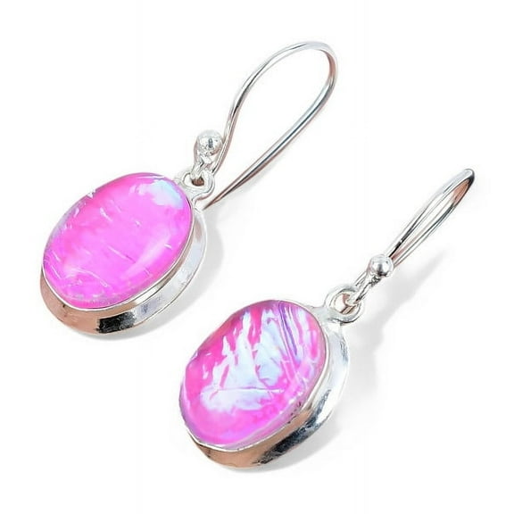 Opal Natural Oval Shape Drop Earring 925 Sterling Silver Handcrafted Earring LiteWeight HandMade Earring Gift for Her Gift For Her ThanksGiving