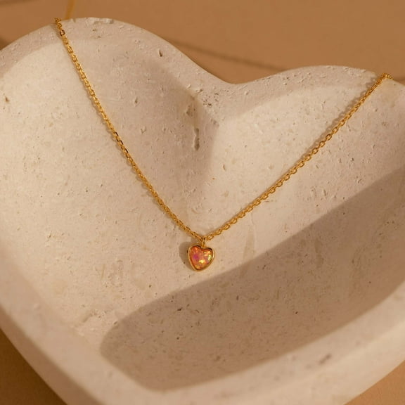 Opal Natural Stone Love Necklace