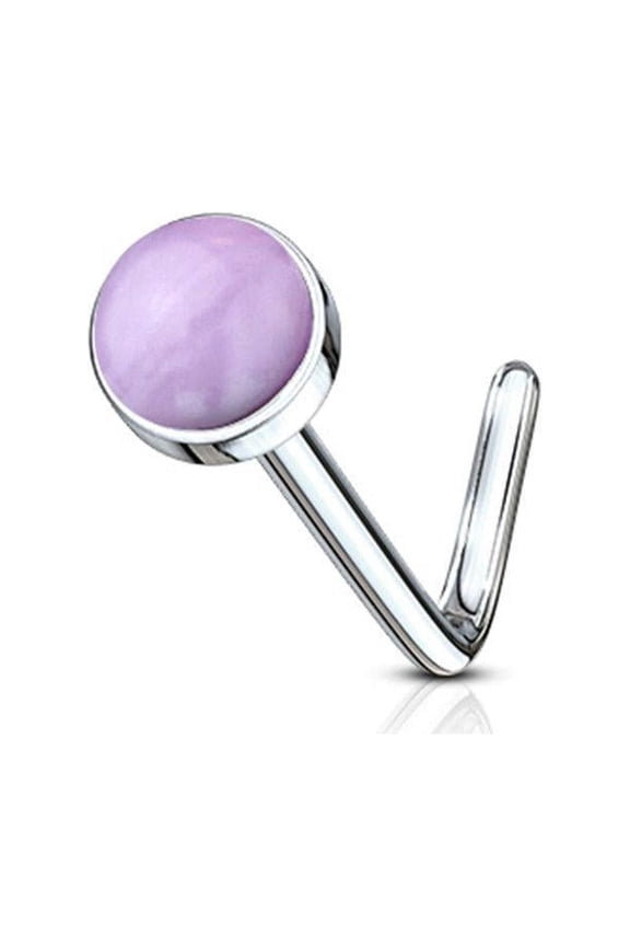 20G Opal Nose Ring Screw Surgical Steel Piercings Jewelry for Women Men - Sold Each