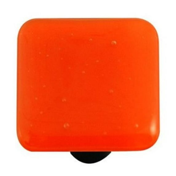Opal Orange Square Glass Cabinet Knob - Aluminum Post