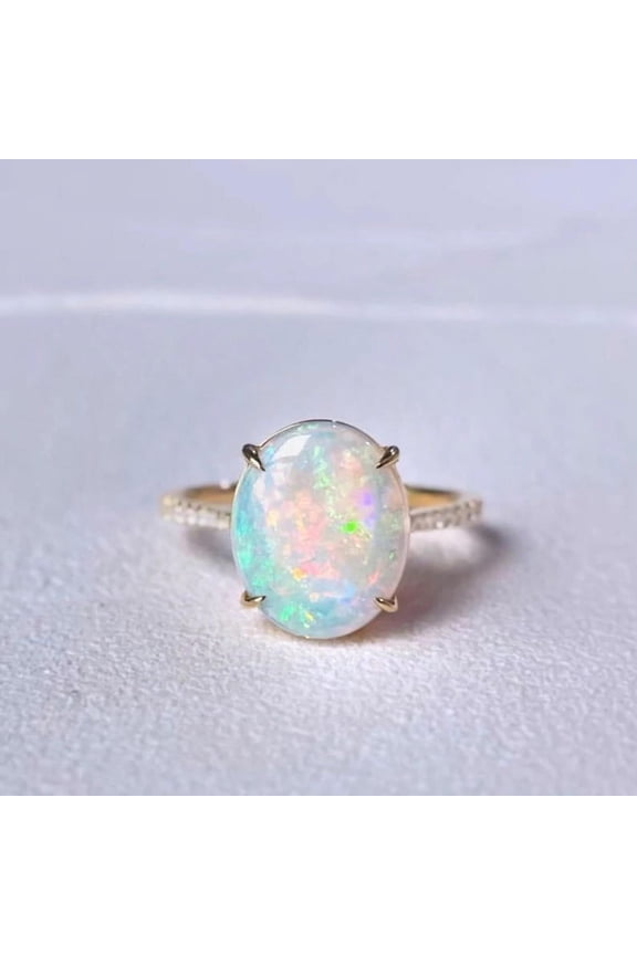 Opal Orbit of Desire Ring in 14k Solid Gold, White Gold, or Rose Gold