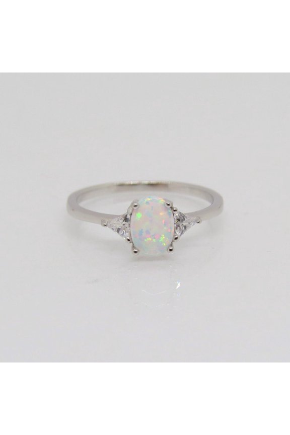 Opal Oval cut gemstone engagement ring 925 sterling silver promise gift ring