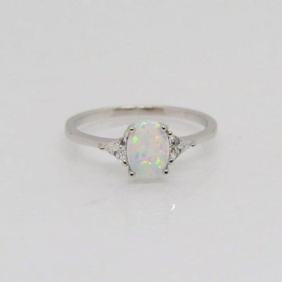 Opal Oval cut gemstone engagement ring 925 sterling silver promise gift ring