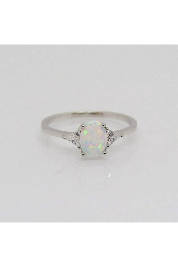 Opal Oval cut gemstone engagement ring 925 sterling silver promise gift ring