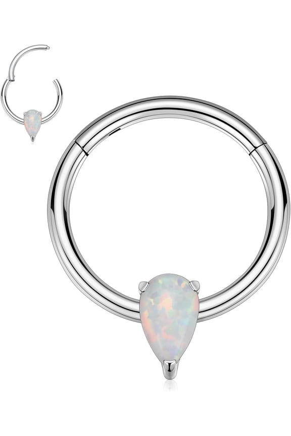 Septum Quality Ring Nose Ring Hoop Daith Piercing Jewelry 316L Surgical Steel Tragus Helix Rook Piercing Jewelry Agate Cartilage Earrings for Women Men[l776]
