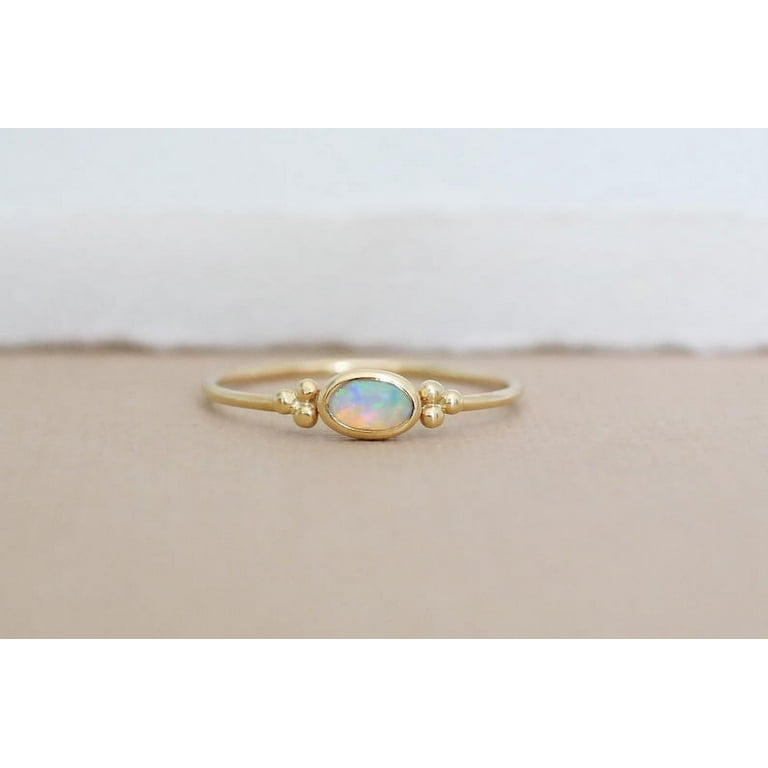 Opal Ring, Opal Stacking Ring, White Opal Jewelry, October