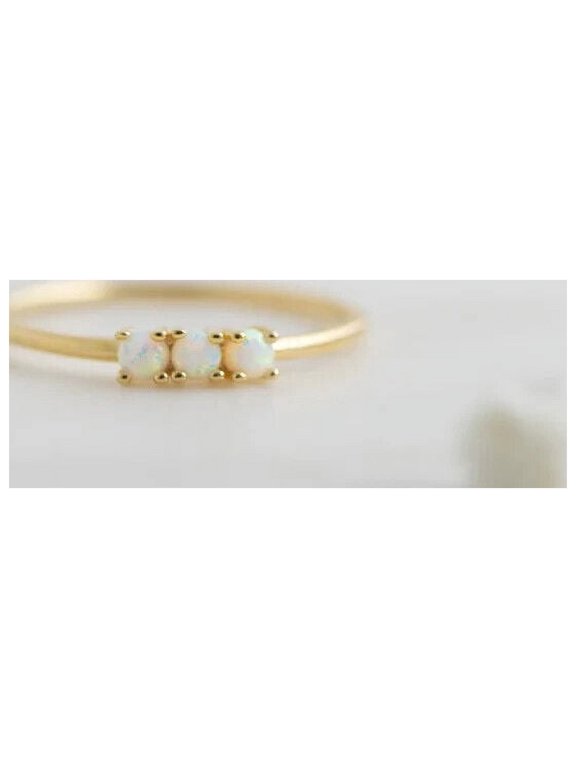 Opal Ring Opal Stacking Ring White Opal Ring Three Stone Opal Ring Dainty Ring
