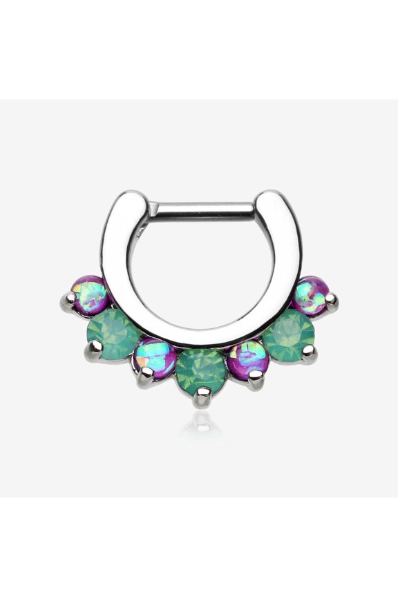 Opal Sparkle Deuce Septum Clicker Ring