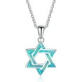 thumbnail image 1 of Opal Star Of David Necklace,Crystal Fire Opal Hexagram Choker Birthstone Statement Necklace, 1 of 6