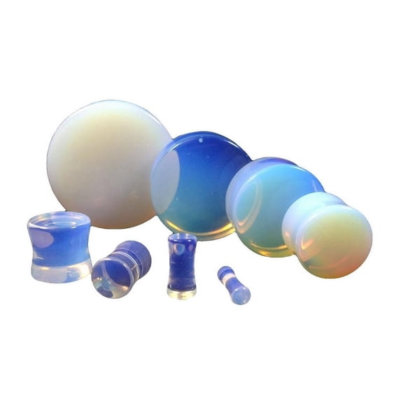 Opal Stone Organic Double-Sided Flare Gauges/Plugs/Tunnels 00g (10mm) 2 Piece (1 Pair) (B/4/3/31)