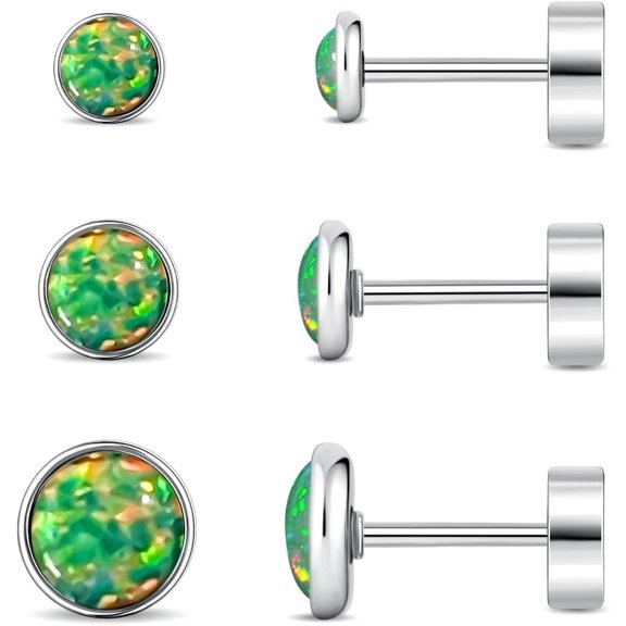 Opal Stud Earring for Women Hypoallergenic Small Stud Earrings for Sensitive Ears Plated Stud