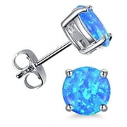 BEDAZZLEDBIJOU Opal Stud Earrings Sterling Silver Fire Opal 925 Jewelry Round Opal Earrings