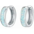 thumbnail image 1 of Opal Stud Huggie Hoop Earrings: Hypoallergenic 14K Gold/Silver/Rose Gold Plated Small Hoop Earrings for Women Sensitive Ears, 1 of 10