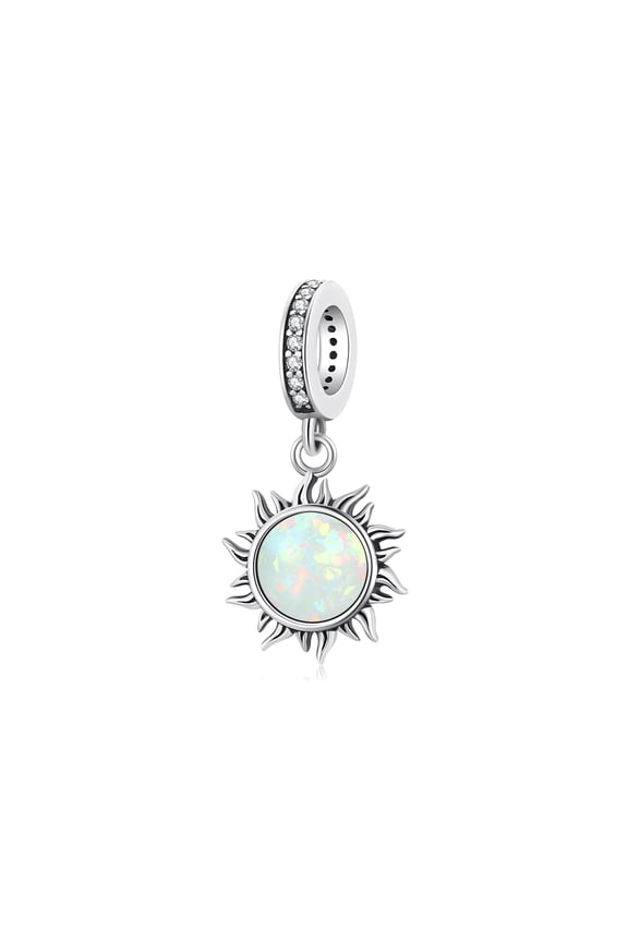 Opal Sun Fashion Silver-Plated Pendant Charm for Jewelry Making