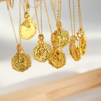 Opal Twelve Constellation Round Retro Pendant Necklace