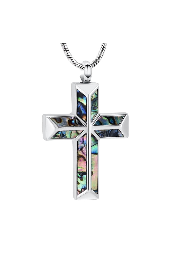 Opal Urn Necklace Cross Urn Necklace For Ashes Mini Keepsake Necklace For Ashes Religious Cross Ashes Jewelry For Women for Pet Human Ashes Pendant