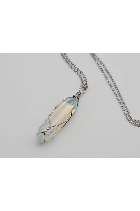 Opal Wire Wrapped Necklace: Daily Wear, Perfect Gift for Her or Him Opalite