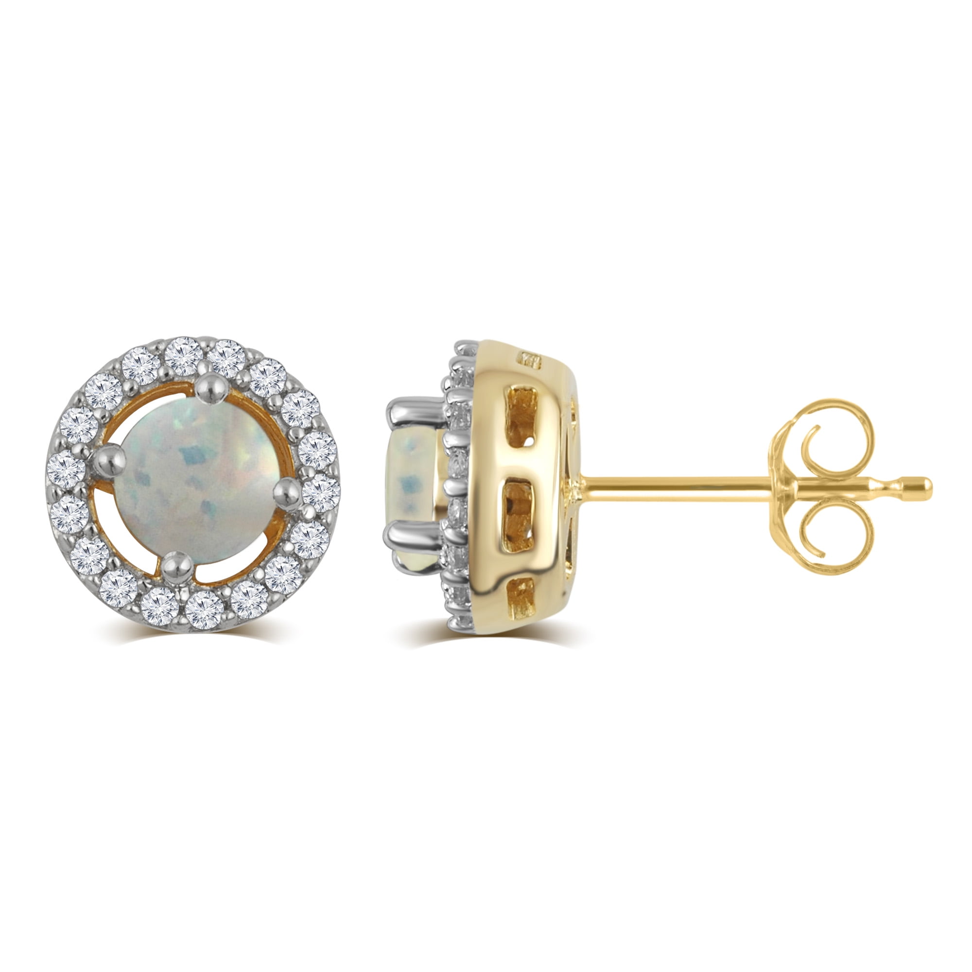 Opal and White Sapphire Birthstone Earring in Sterling Silver