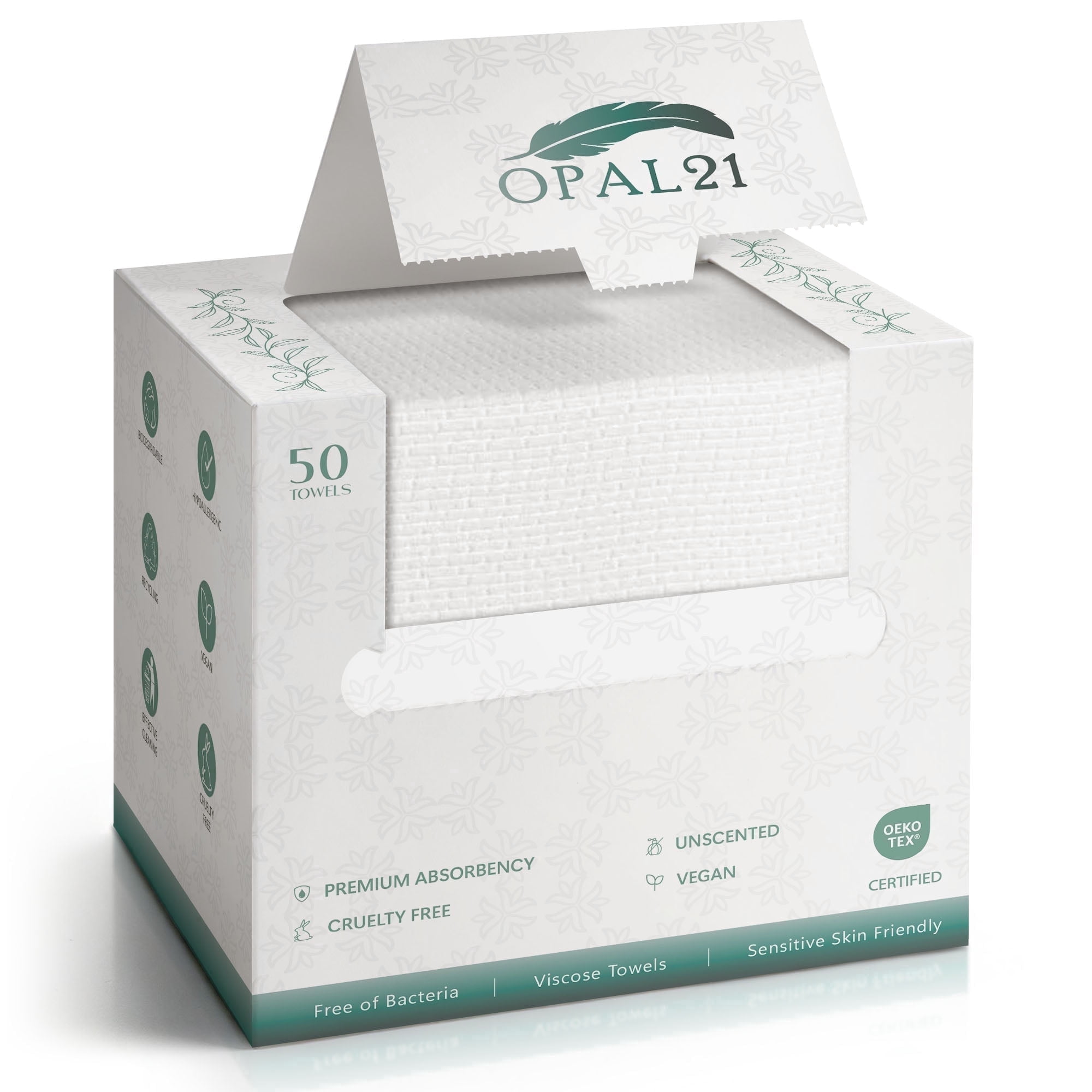Opal21 100% Viscose Face Towels, 10”x12” Ultra Soft Hypoallergenic