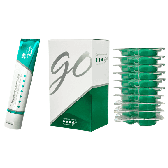 Opalescence Go 15% Whitening Bundle, Prefilled Gel Kit (10 Trays) & Mint Sensitive Toothpaste 4.7 oz