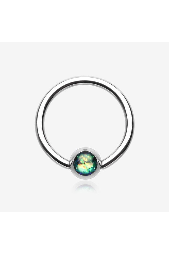 Opalescent Sparkle Steel Captive Bead Ring