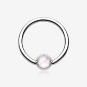Opalescent Sparkle Steel Captive Bead Ring