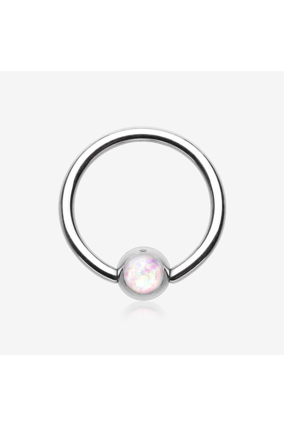 Opalescent Sparkle Steel Captive Bead Ring