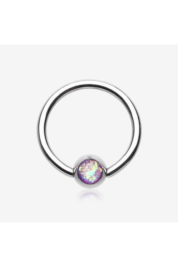 Opalescent Sparkle Steel Captive Bead Ring