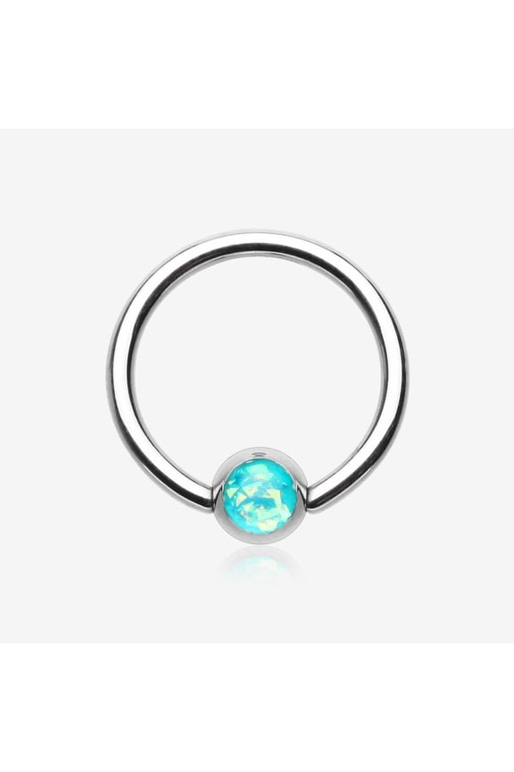 Opalescent Sparkle Steel Captive Bead Ring