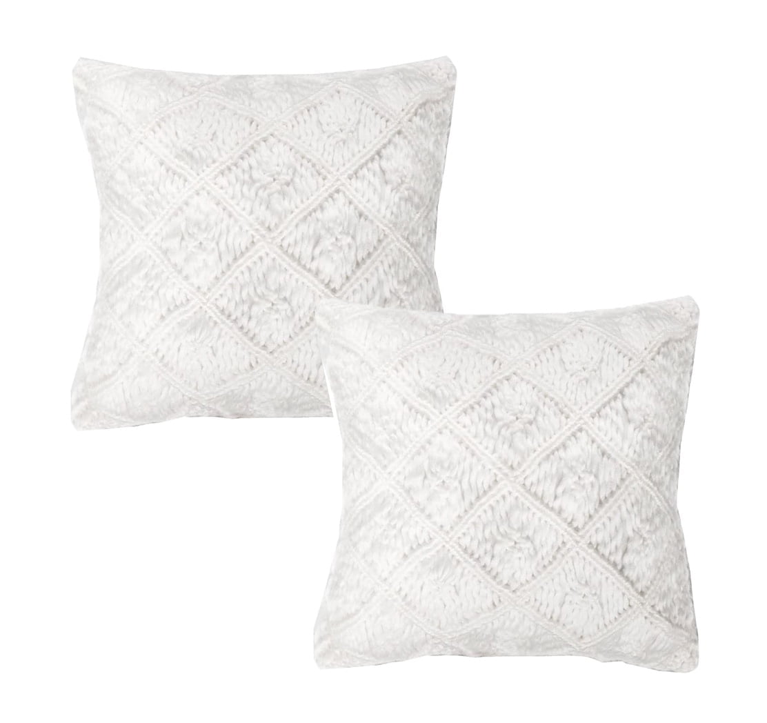 Opalhouse 18 x 18 White Cotton Acrylic Farmhouse Decorative Pillows Tasseled Accents 2 Count Walmart