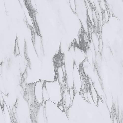Opaline Peel and Stick Floor Tiles, White Marble Look Removable Vinyl Flooring, Self Adhesive Floor Tiles for Kitchen Bathroom Entryway
